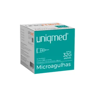 Imagem de Microagulha 32G 4mm Uniqmed - Caixa Com 100 Unidades